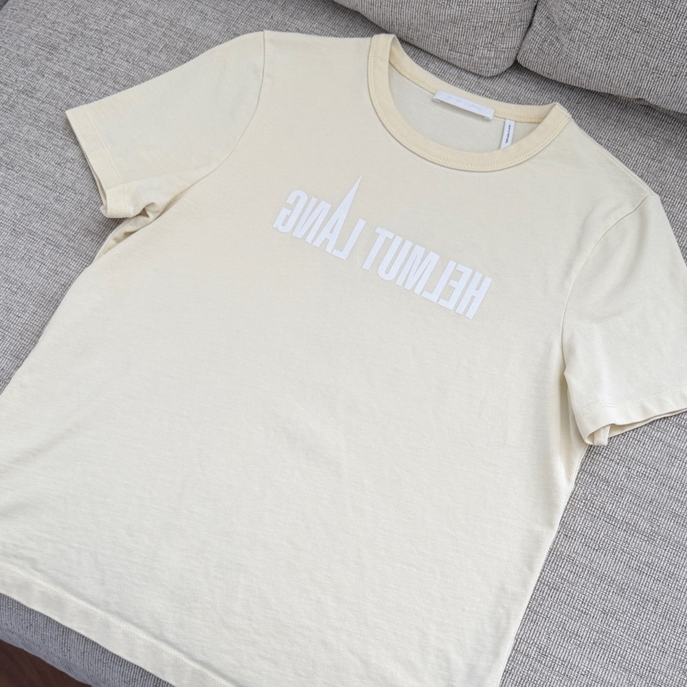 Helmut Lang Cream yellow T-Shirt womens large